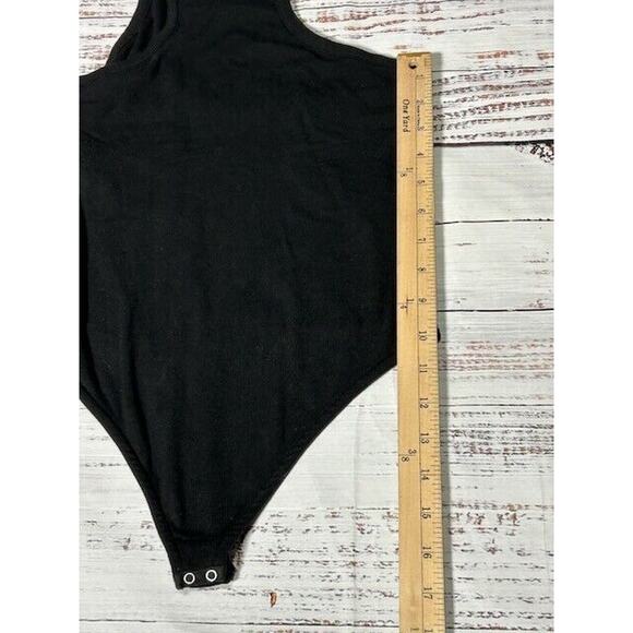 All Saints Womens Jamie Bodysuit Sleeveless High Neck Racerback Ribbed Black 6 - Picture 8 of 8